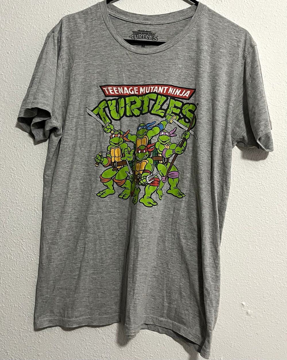 Nickelodeon TMNT Men’s M Gray Graphic Print Crew Neck Short Sleeve Knit Tee